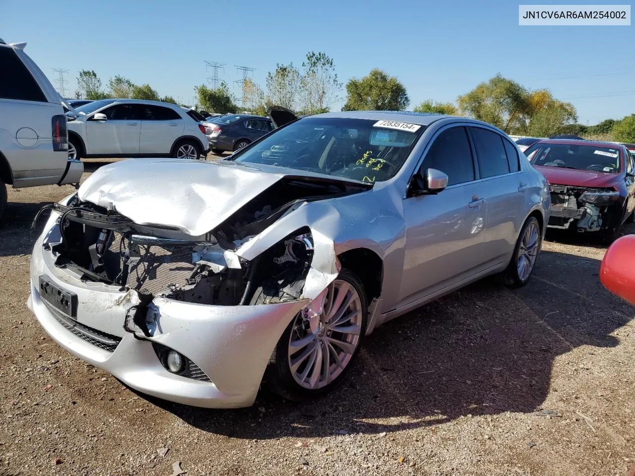 2010 Infiniti G37 VIN: JN1CV6AR6AM254002 Lot: 72835154