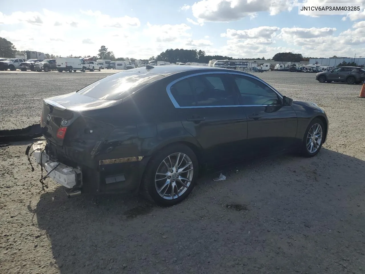 2010 Infiniti G37 Base VIN: JN1CV6AP3AM403285 Lot: 78165524