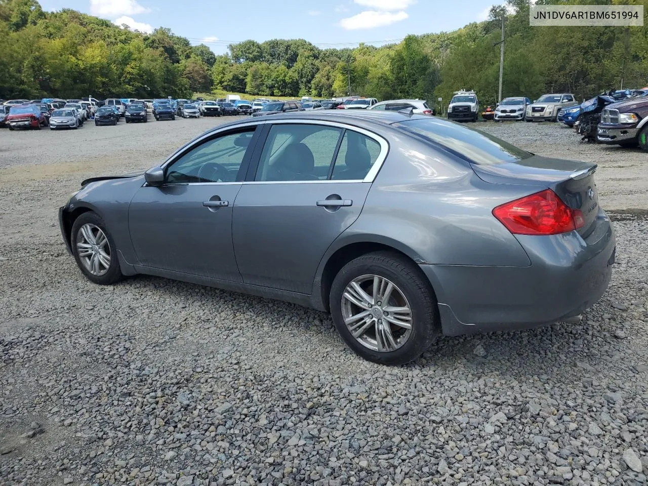 2011 Infiniti G25 VIN: JN1DV6AR1BM651994 Lot: 67583104