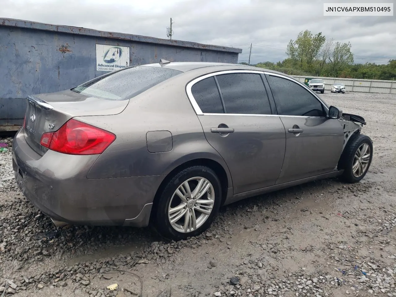 2011 Infiniti G37 Base VIN: JN1CV6APXBM510495 Lot: 71103334