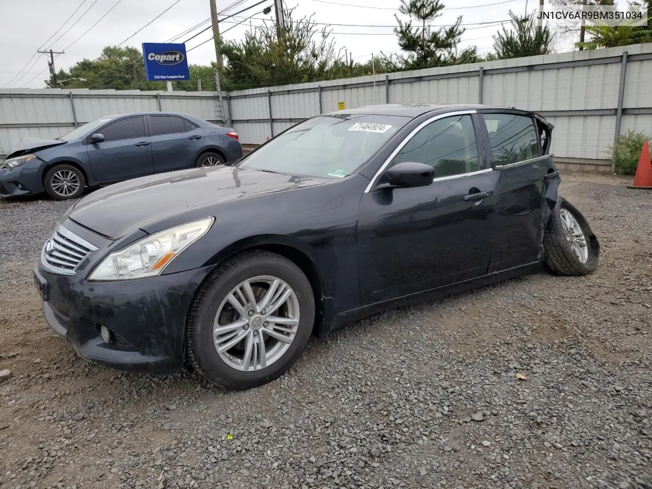 2011 Infiniti G37 VIN: JN1CV6AR9BM351034 Lot: 71464924