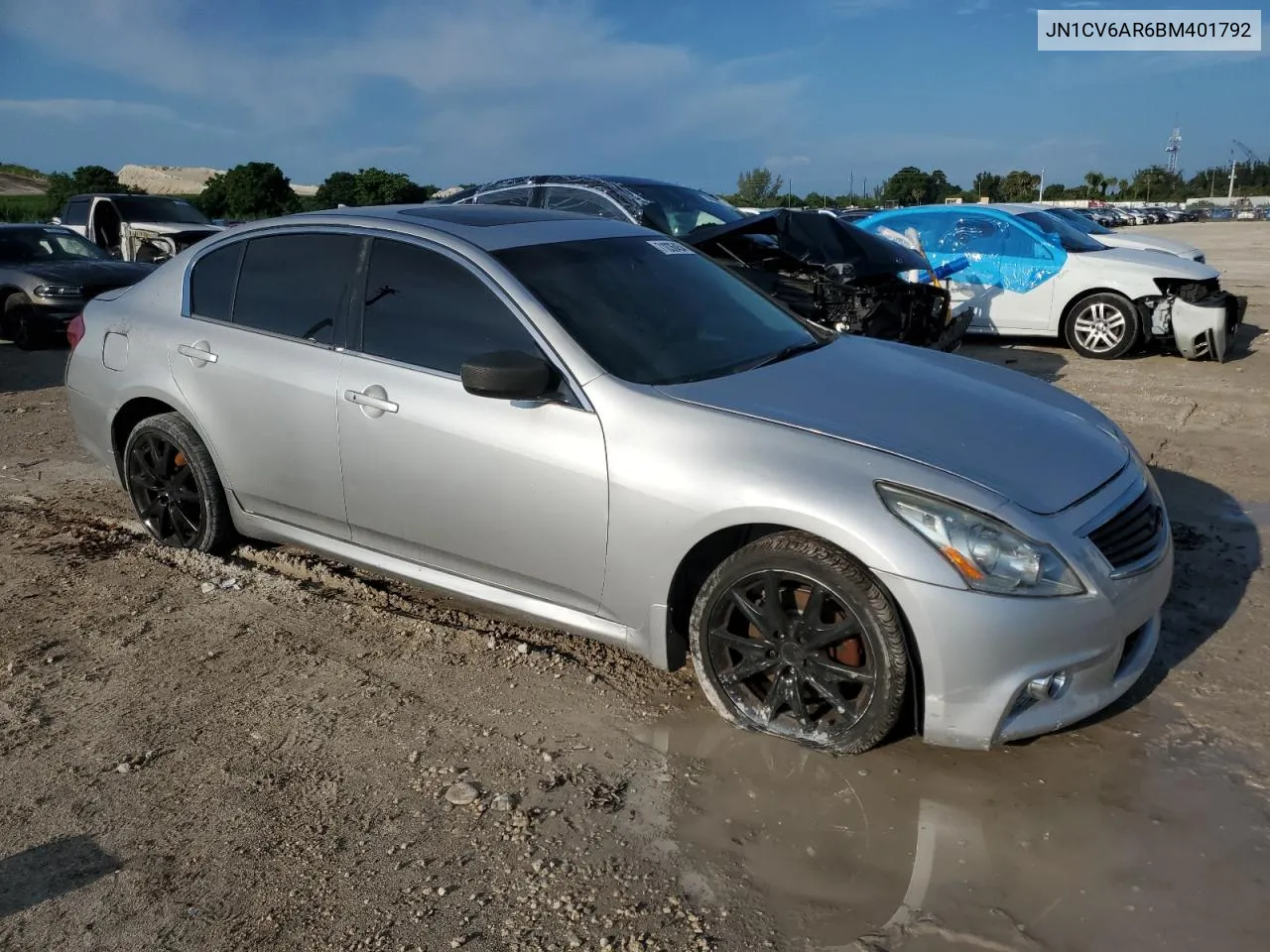 2011 Infiniti G37 VIN: JN1CV6AR6BM401792 Lot: 71836454