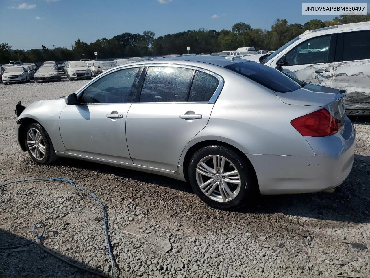 2011 Infiniti G25 Base VIN: JN1DV6AP8BM830497 Lot: 75262224