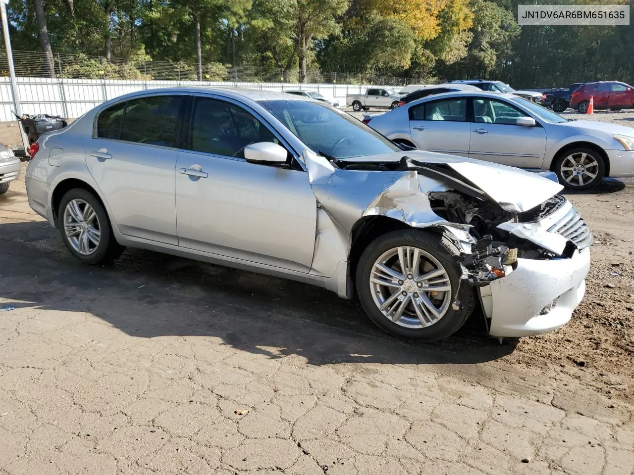 2011 Infiniti G25 VIN: JN1DV6AR6BM651635 Lot: 77087224