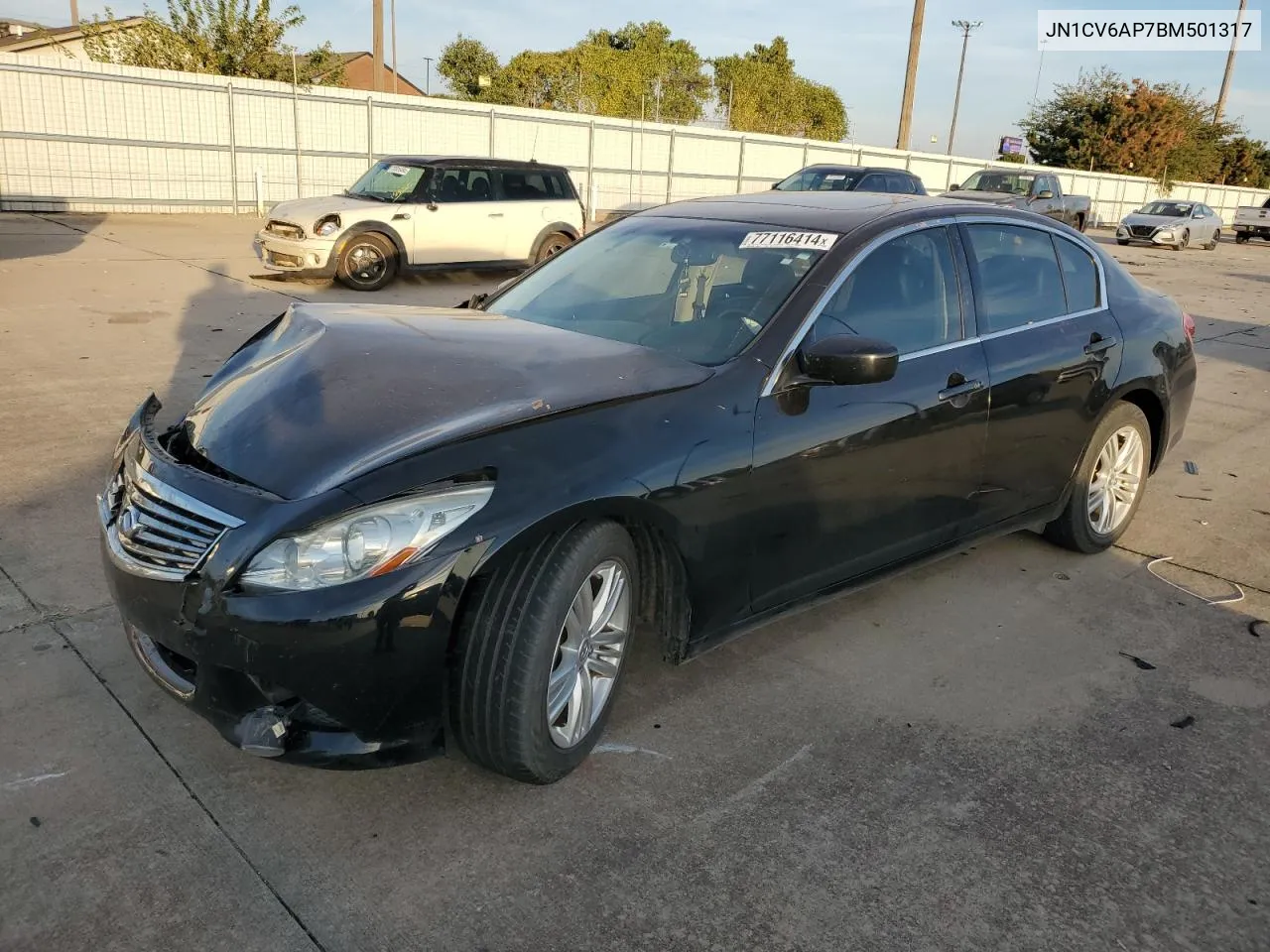 2011 Infiniti G37 Base VIN: JN1CV6AP7BM501317 Lot: 77116414