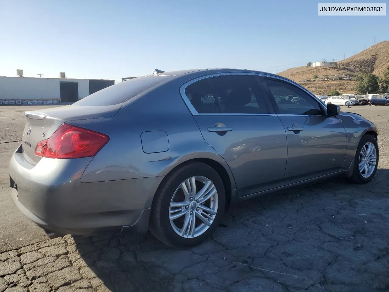 2011 Infiniti G25 Base VIN: JN1DV6APXBM603831 Lot: 77838174