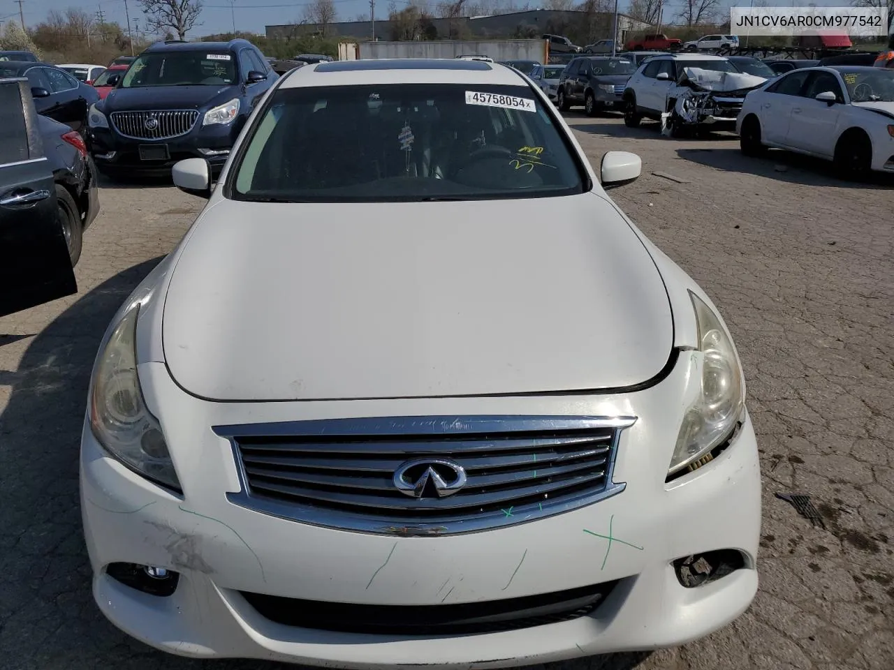 2012 Infiniti G37 VIN: JN1CV6AR0CM977542 Lot: 45758054