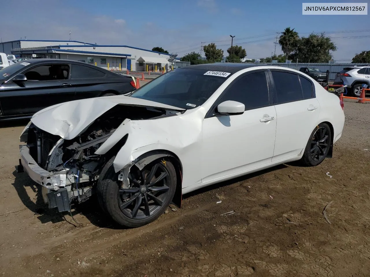 2012 Infiniti G25 Base VIN: JN1DV6APXCM812567 Lot: 57446134