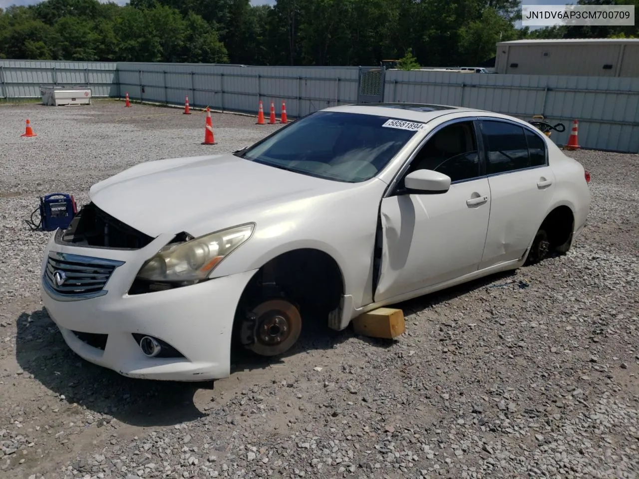 2012 Infiniti G25 Base VIN: JN1DV6AP3CM700709 Lot: 58581894