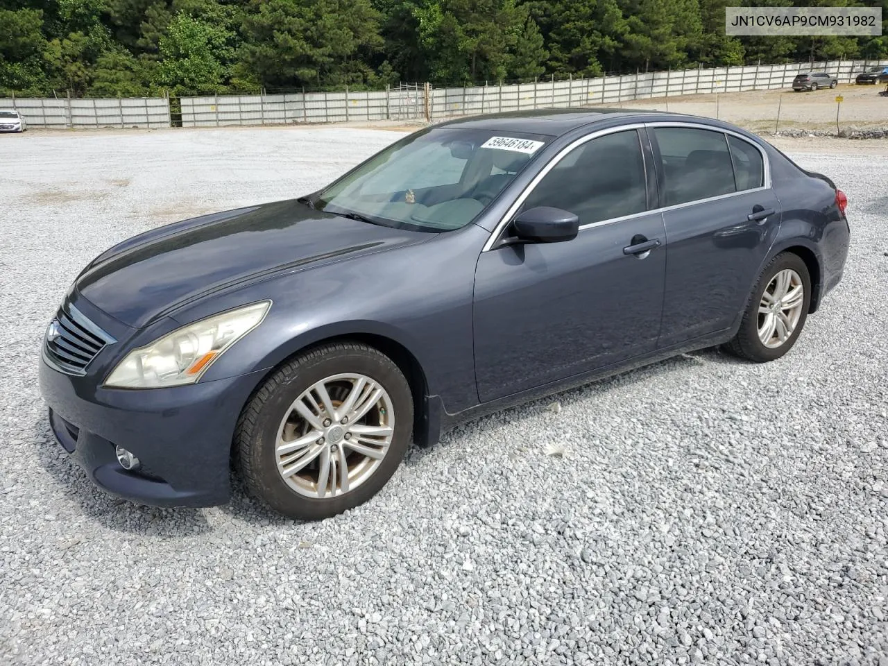 2012 Infiniti G37 Base VIN: JN1CV6AP9CM931982 Lot: 59646184