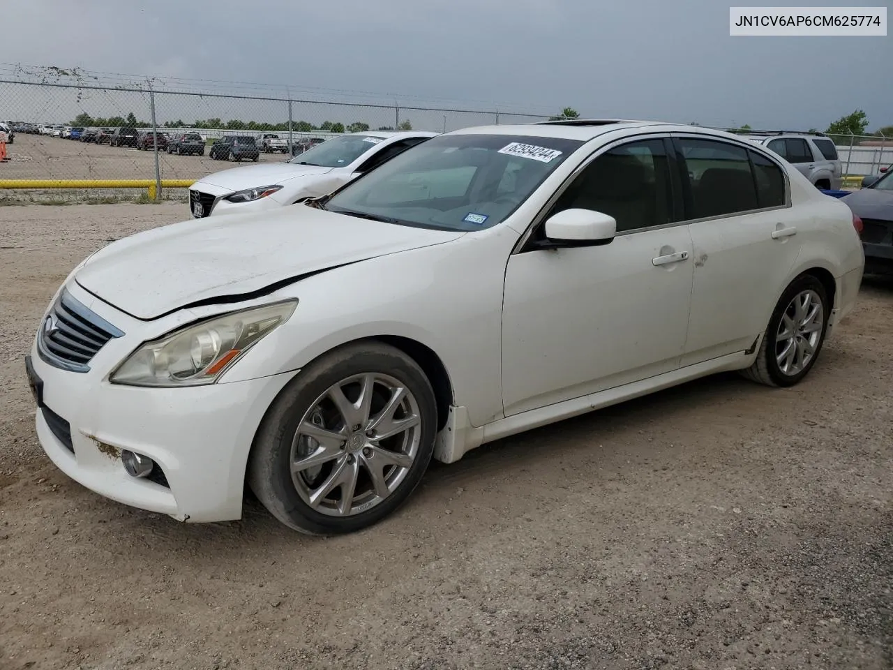 2012 Infiniti G37 Base VIN: JN1CV6AP6CM625774 Lot: 62934244