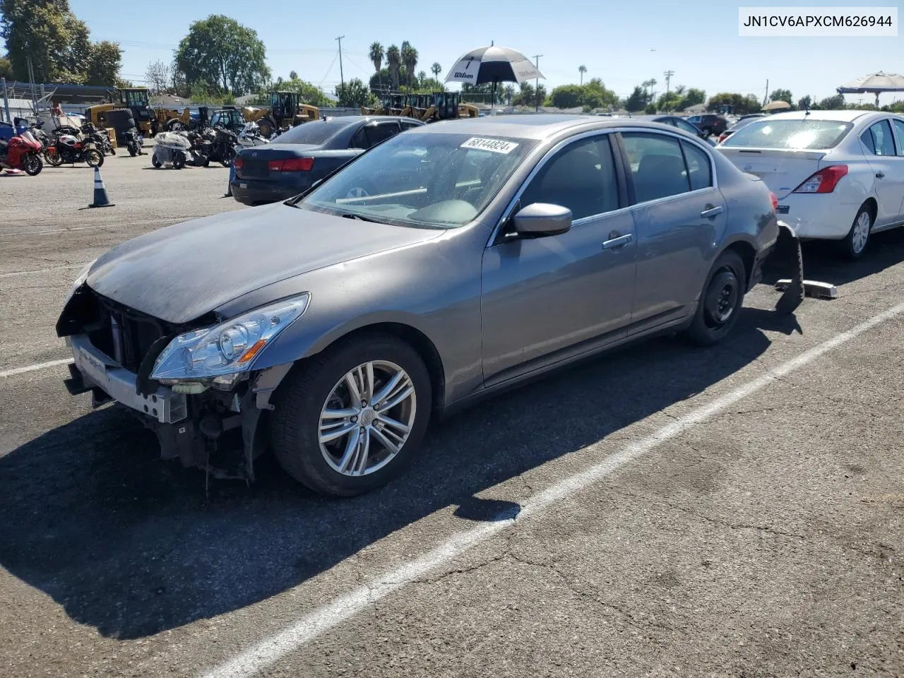 2012 Infiniti G37 Base VIN: JN1CV6APXCM626944 Lot: 68144824