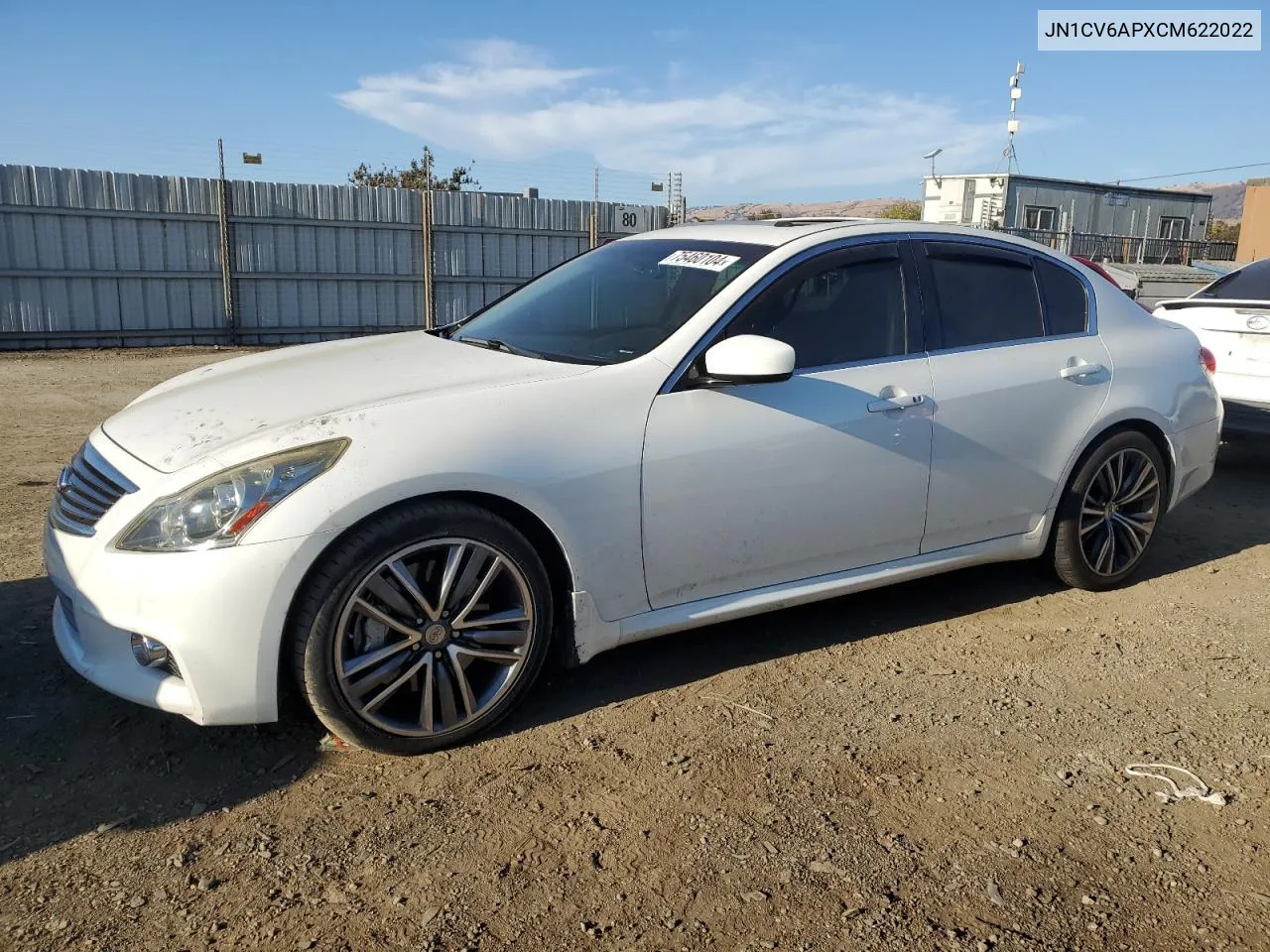 2012 Infiniti G37 Base VIN: JN1CV6APXCM622022 Lot: 75460104