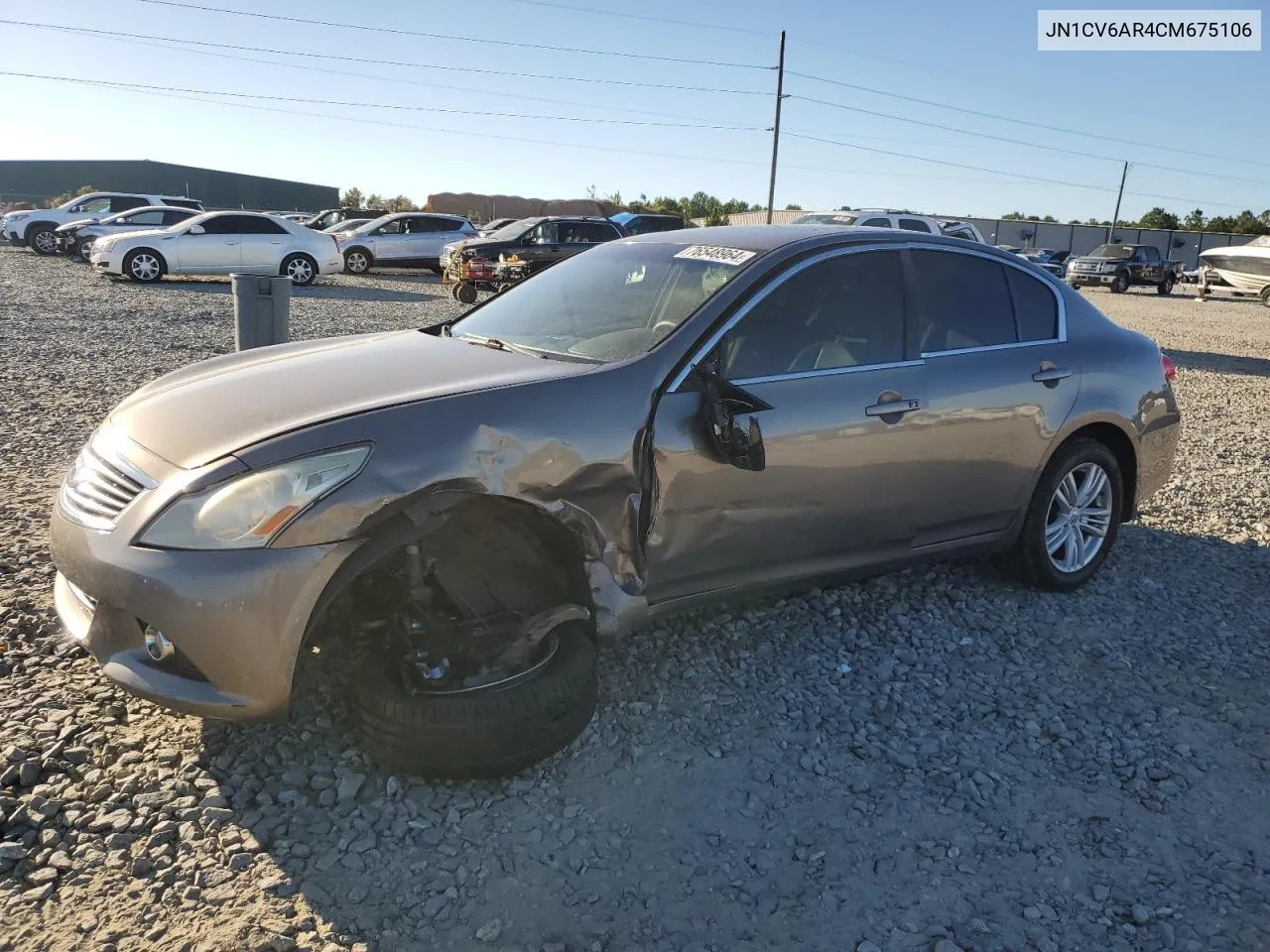 2012 Infiniti G37 VIN: JN1CV6AR4CM675106 Lot: 76548964