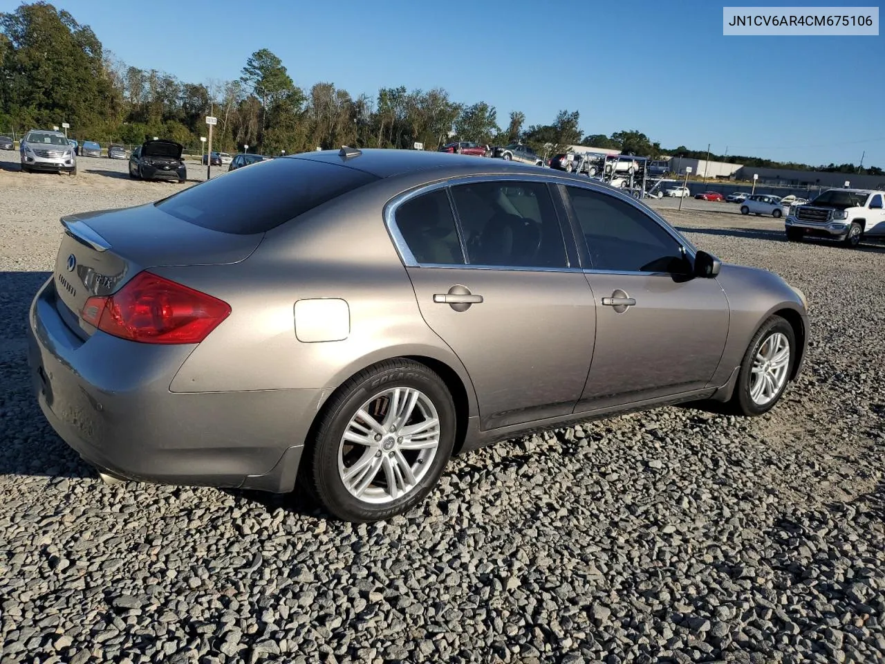 2012 Infiniti G37 VIN: JN1CV6AR4CM675106 Lot: 76548964