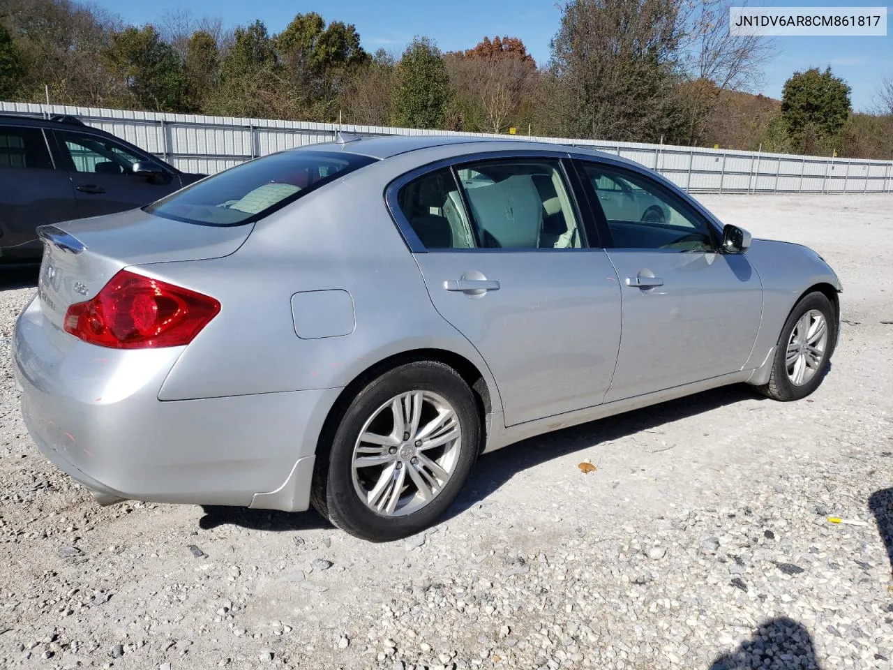 2012 Infiniti G25 VIN: JN1DV6AR8CM861817 Lot: 78807694