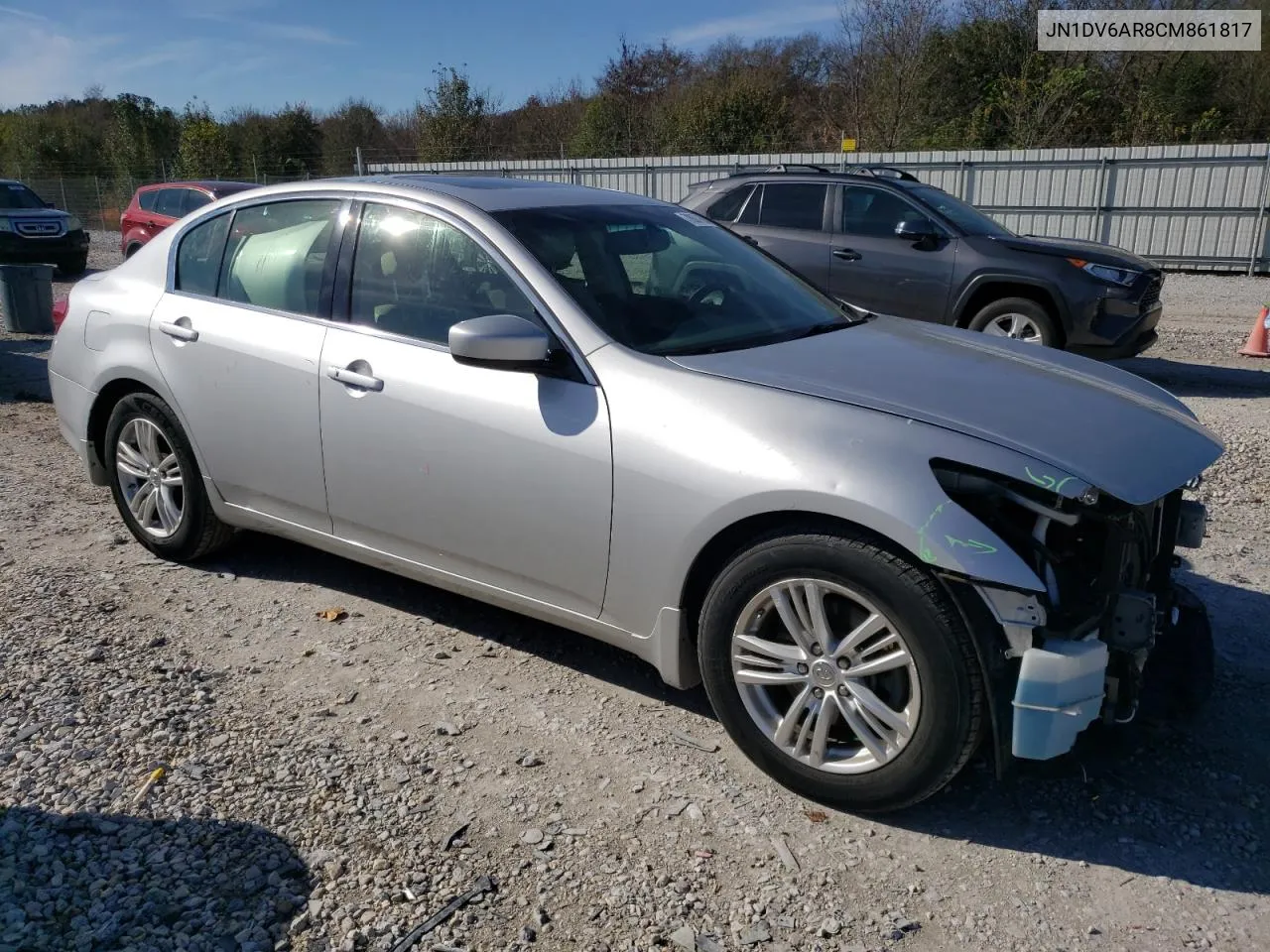 2012 Infiniti G25 VIN: JN1DV6AR8CM861817 Lot: 78807694