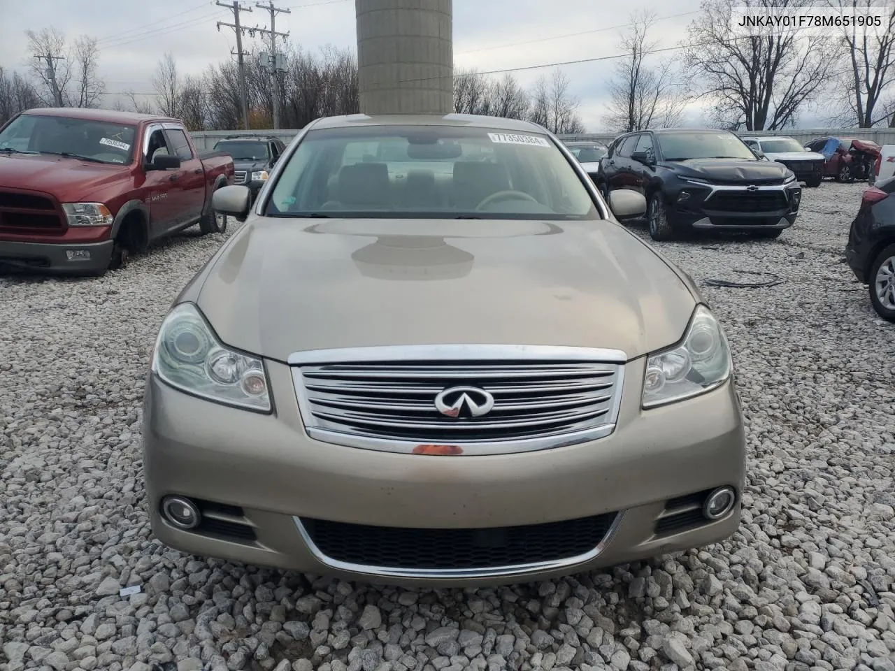 2008 Infiniti M35 Base VIN: JNKAY01F78M651905 Lot: 77350384