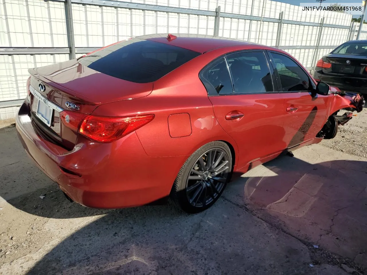 2016 Infiniti Q50 Red Sport 400 VIN: JN1FV7AR0GM451968 Lot: 70008234