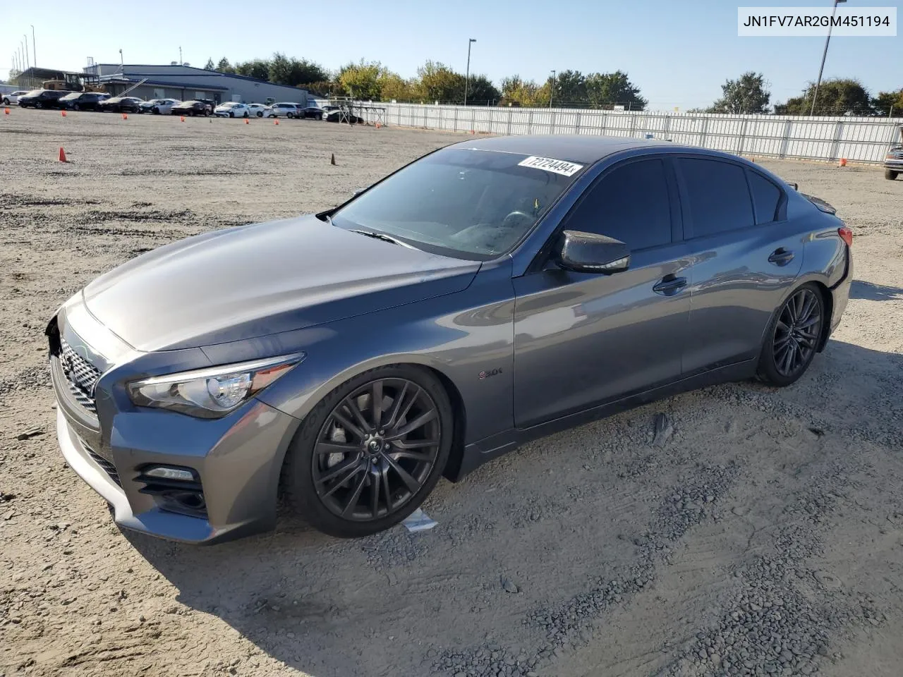 2016 Infiniti Q50 Red Sport 400 VIN: JN1FV7AR2GM451194 Lot: 72724494