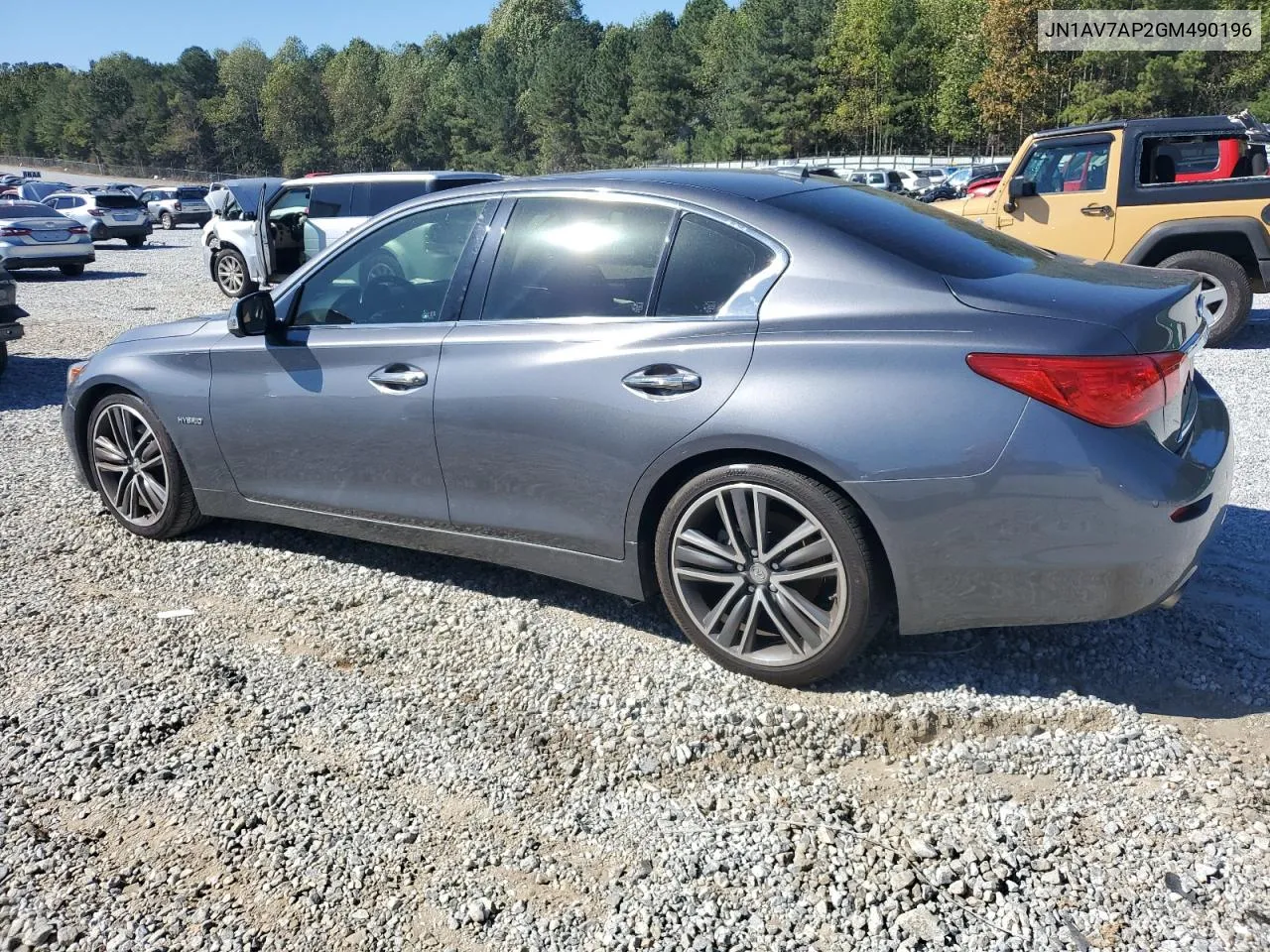 2016 Infiniti Q50 Hybrid VIN: JN1AV7AP2GM490196 Lot: 74459754