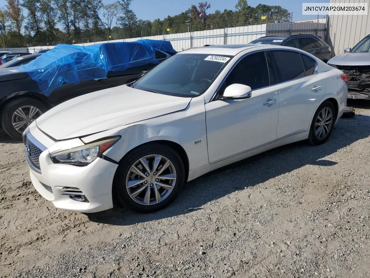 2016 Infiniti Q50 Base VIN: JN1CV7AP2GM203674 Lot: 75292234