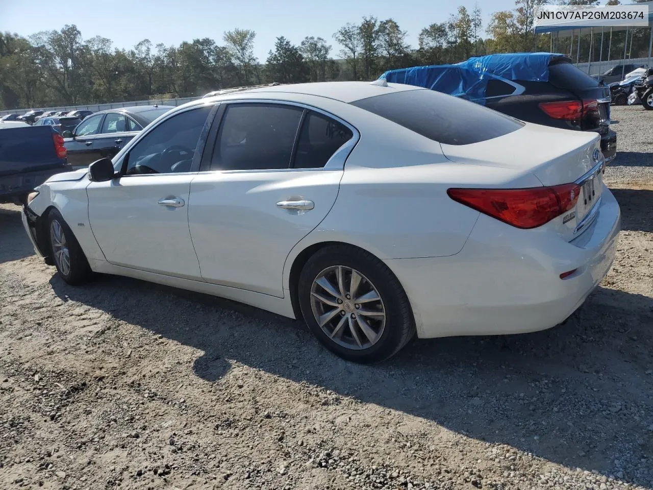 2016 Infiniti Q50 Base VIN: JN1CV7AP2GM203674 Lot: 75292234