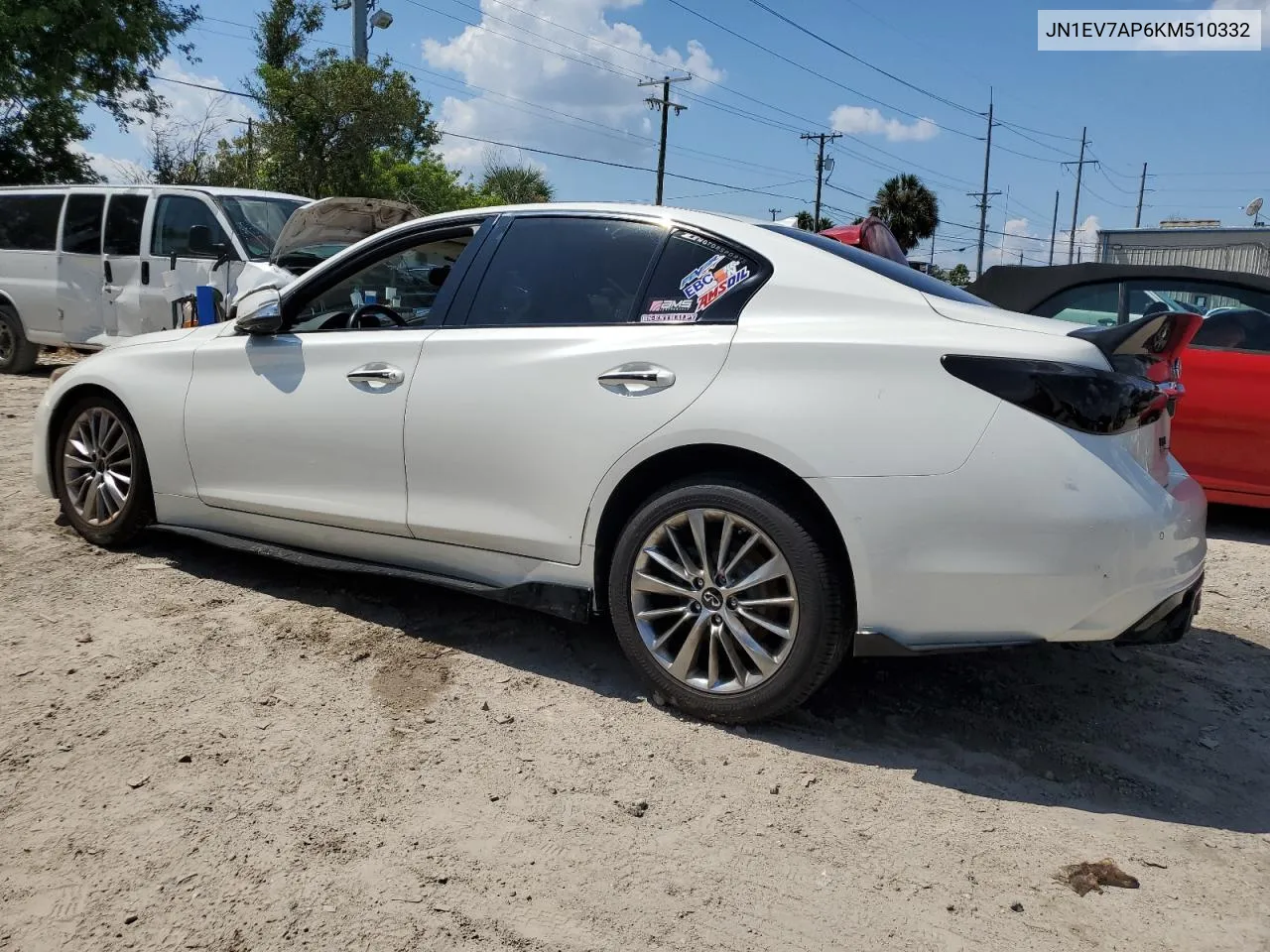 2019 Infiniti Q50 Luxe VIN: JN1EV7AP6KM510332 Lot: 71286344