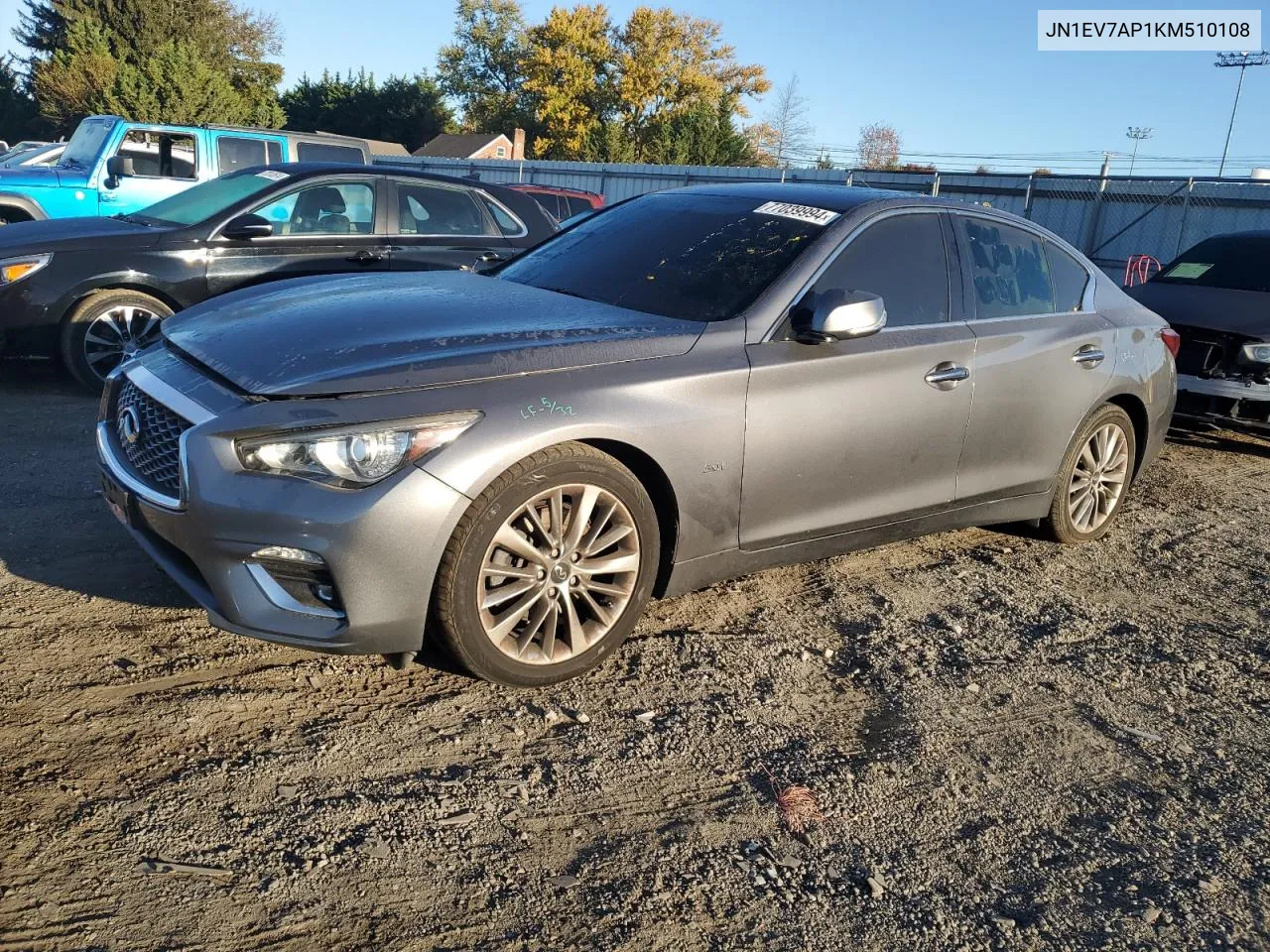 2019 Infiniti Q50 Luxe VIN: JN1EV7AP1KM510108 Lot: 77039994