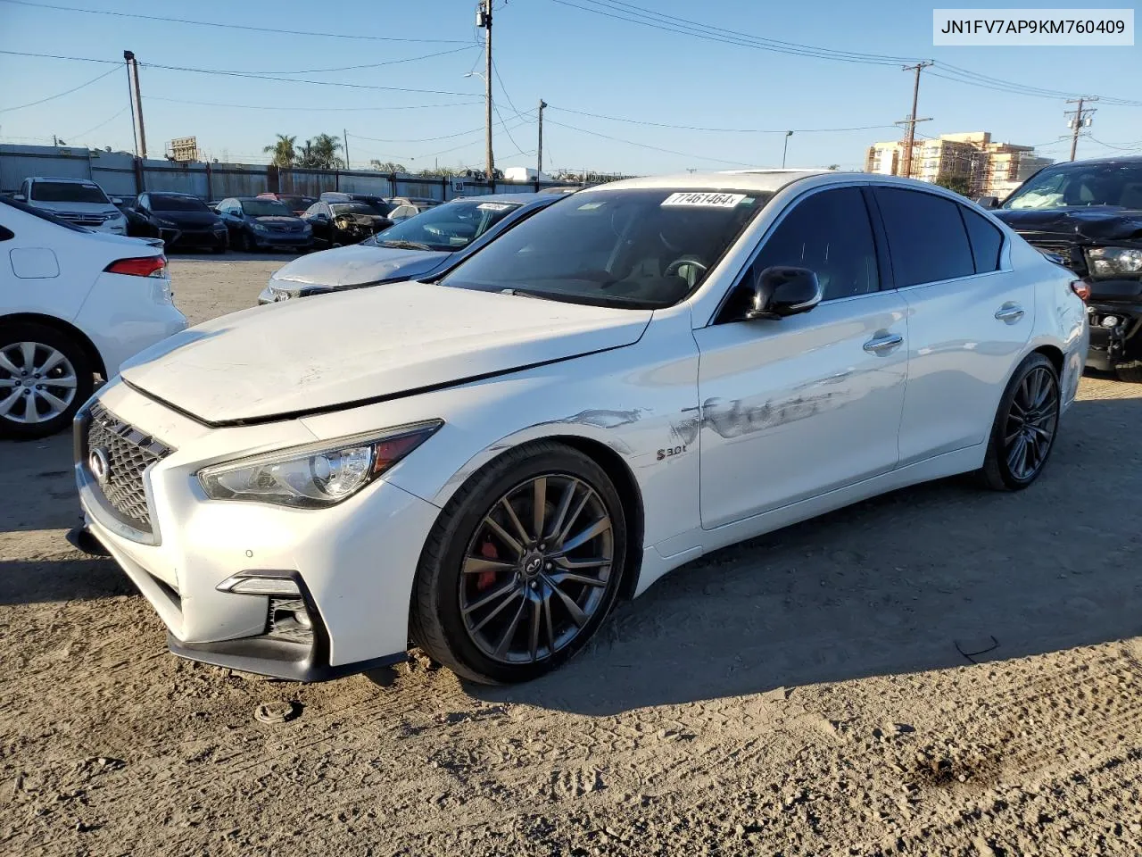 2019 Infiniti Q50 Red Sport 400 VIN: JN1FV7AP9KM760409 Lot: 77461464