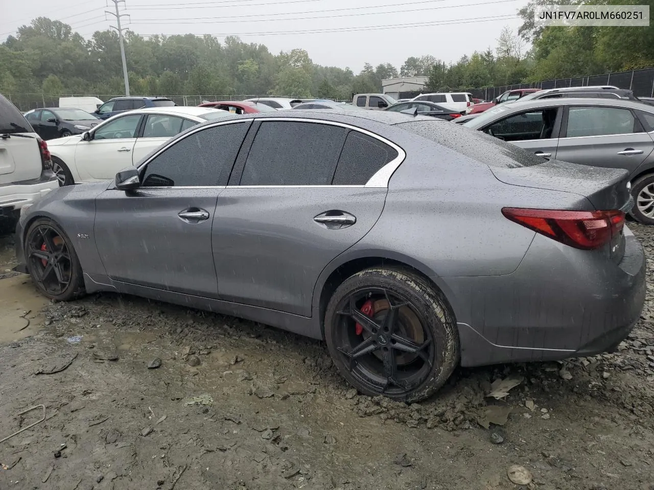 2020 Infiniti Q50 Red Sport 400 VIN: JN1FV7AR0LM660251 Lot: 72771624