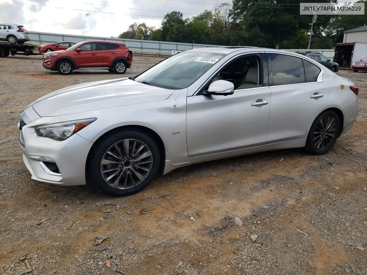 2020 Infiniti Q50 Pure VIN: JN1EV7AP6LM206239 Lot: 73359514