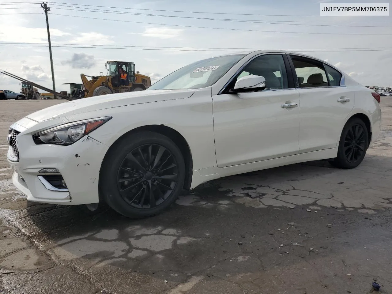 2021 Infiniti Q50 Luxe VIN: JN1EV7BP5MM706375 Lot: 62293484