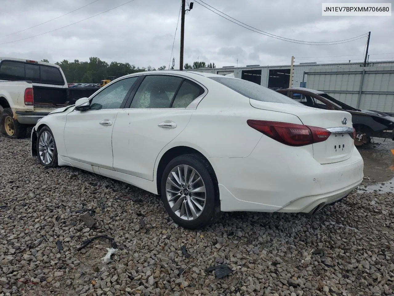 2021 Infiniti Q50 Luxe VIN: JN1EV7BPXMM706680 Lot: 71294124