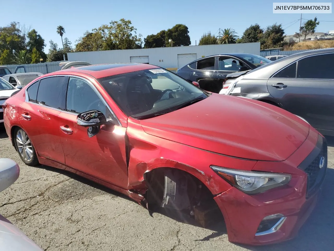 2021 Infiniti Q50 Luxe VIN: JN1EV7BP5MM706733 Lot: 73792184