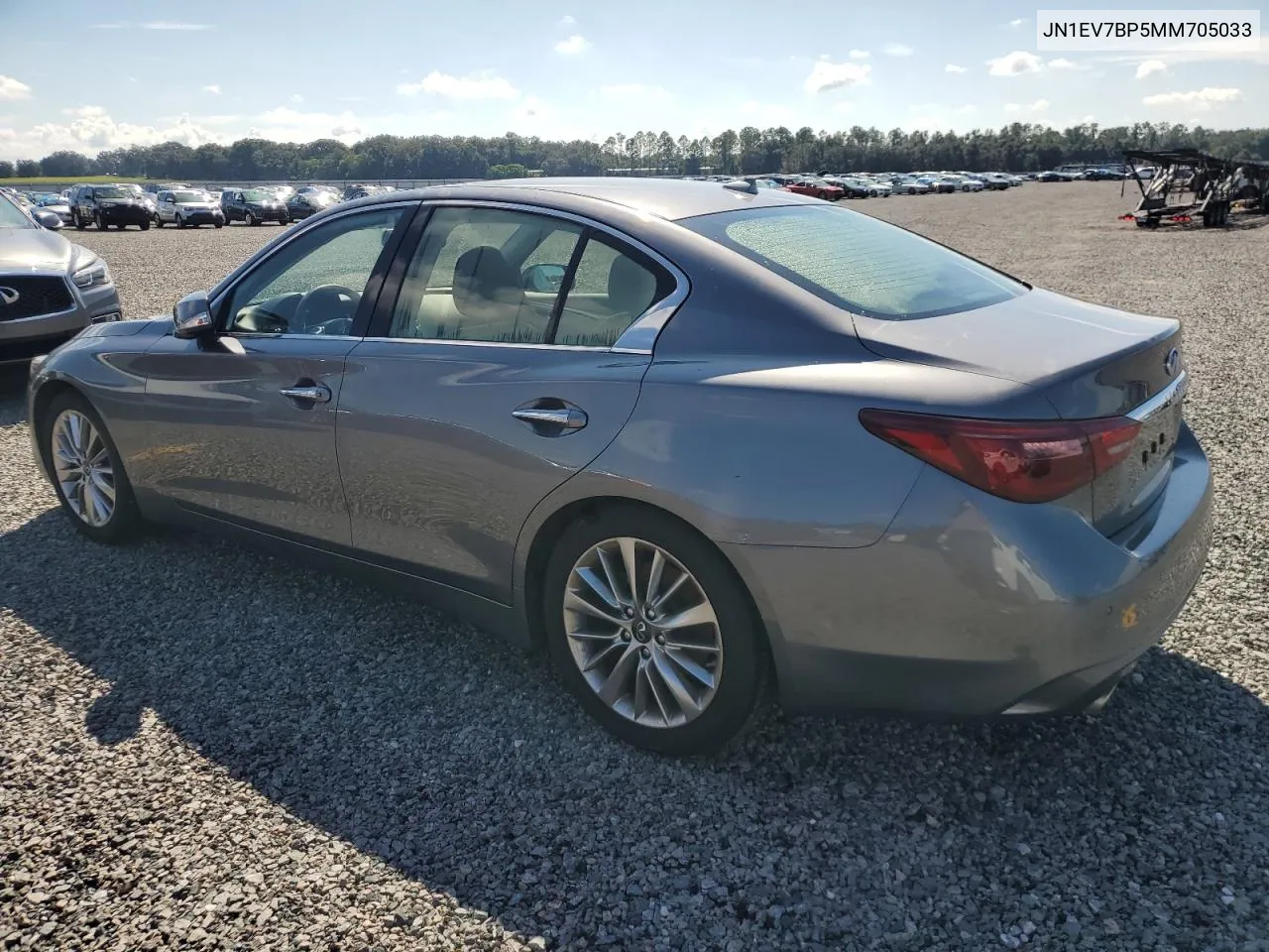 2021 Infiniti Q50 Luxe VIN: JN1EV7BP5MM705033 Lot: 74048114