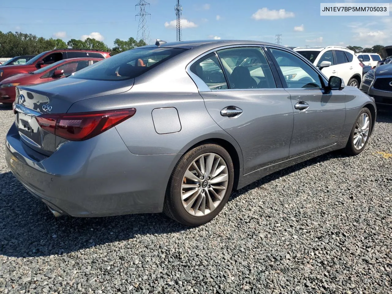 2021 Infiniti Q50 Luxe VIN: JN1EV7BP5MM705033 Lot: 74048114