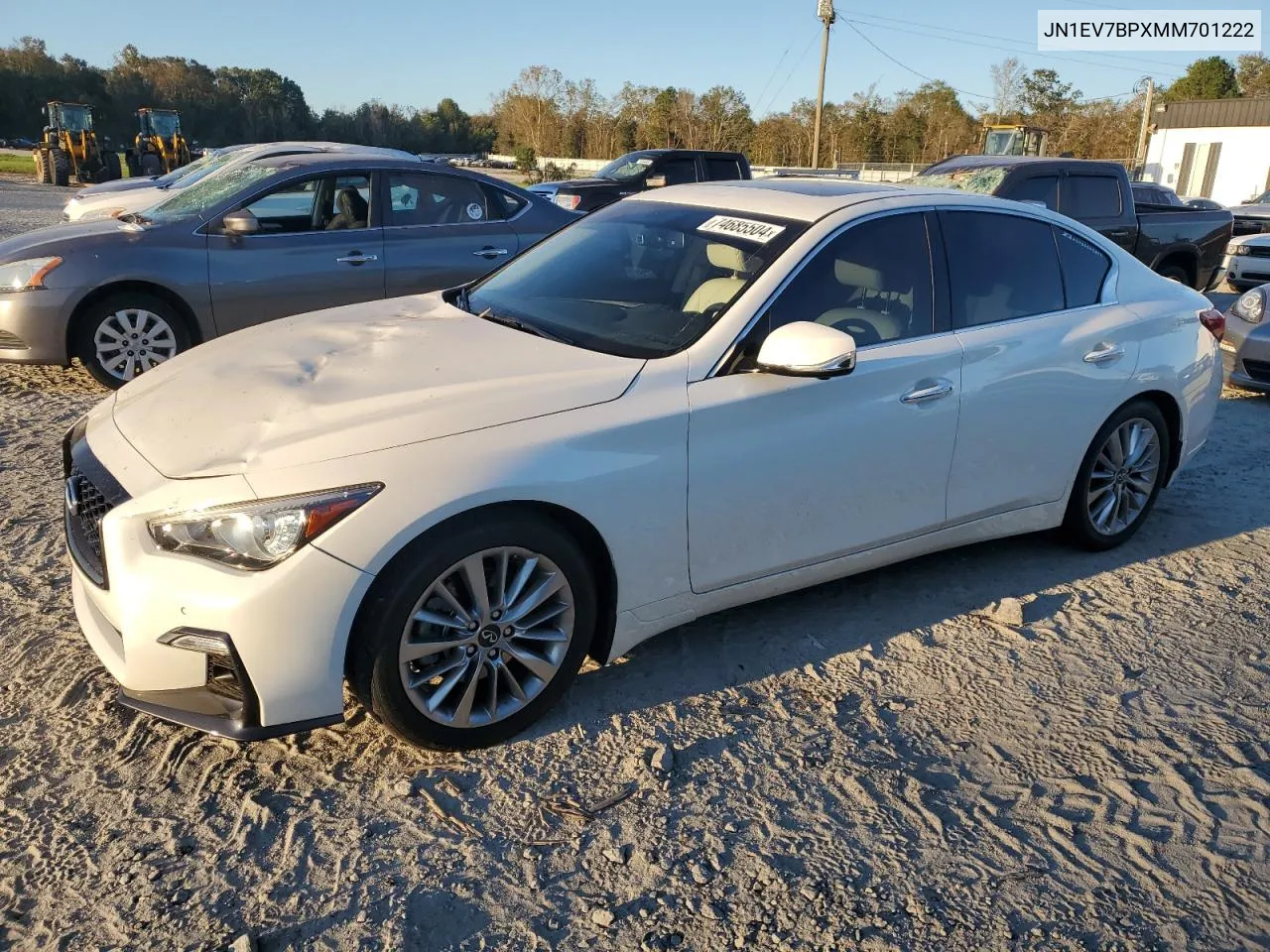 2021 Infiniti Q50 Luxe VIN: JN1EV7BPXMM701222 Lot: 74685504