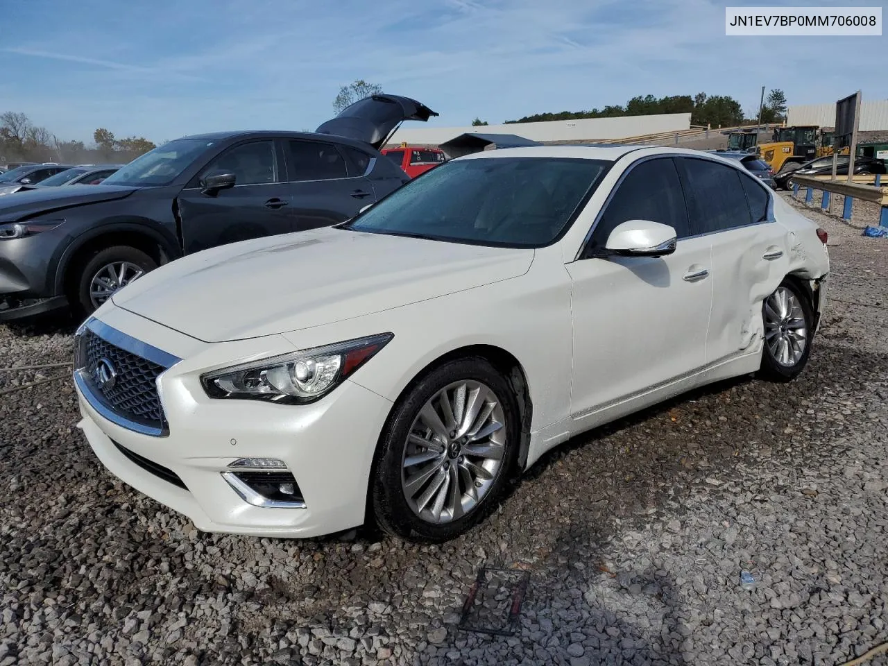 2021 Infiniti Q50 Luxe VIN: JN1EV7BP0MM706008 Lot: 78741514