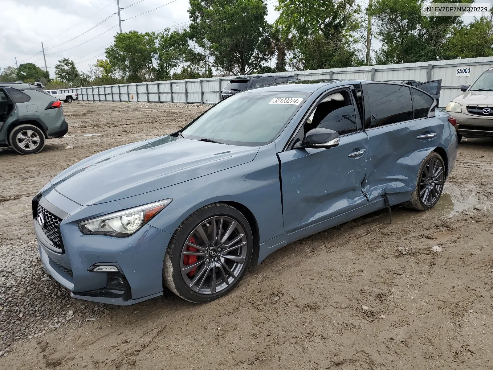 2022 Infiniti Q50 Red Sport 400 VIN: JN1FV7DP7NM370229 Lot: 55123274