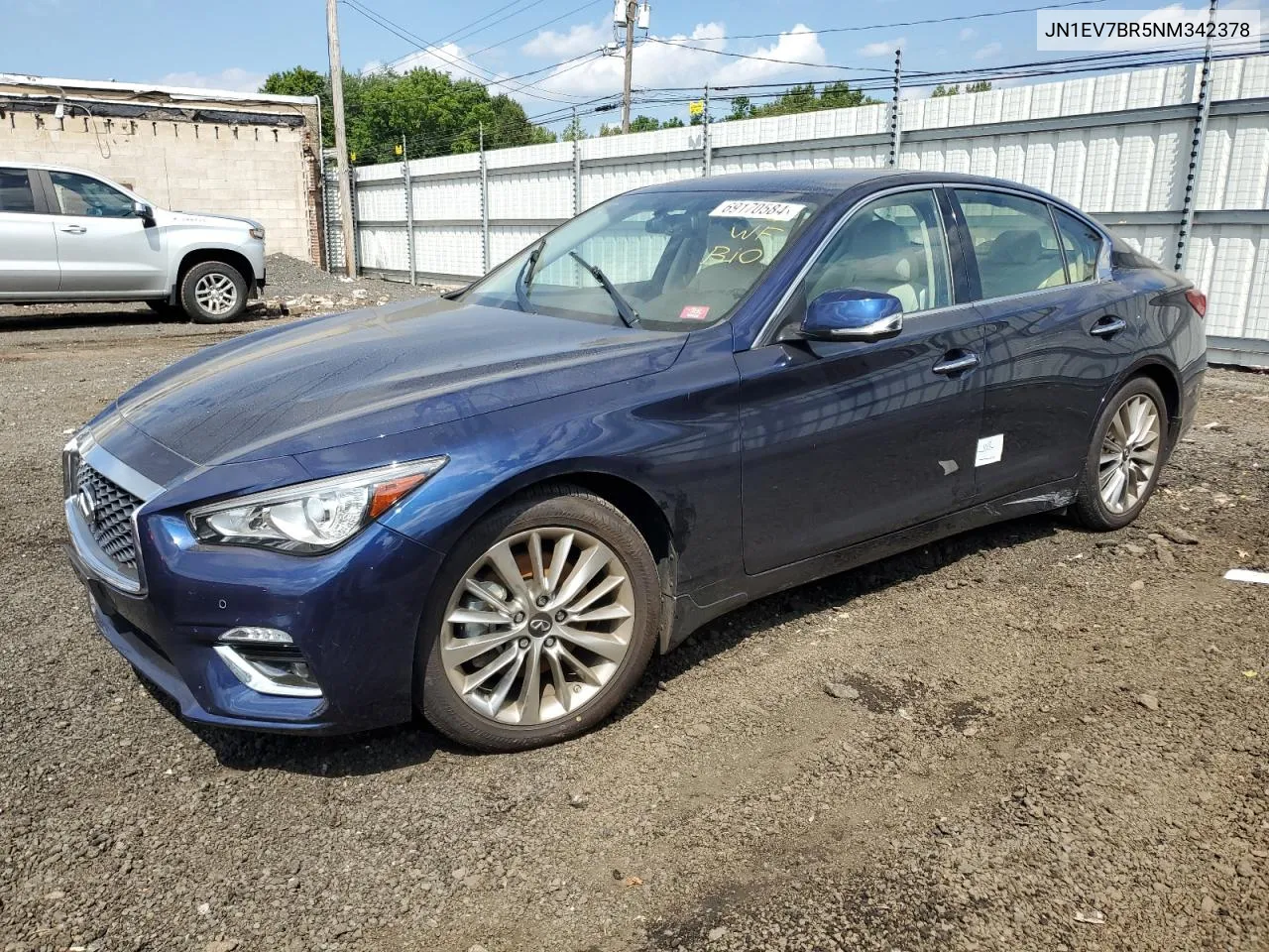 2022 Infiniti Q50 Luxe VIN: JN1EV7BR5NM342378 Lot: 69170584