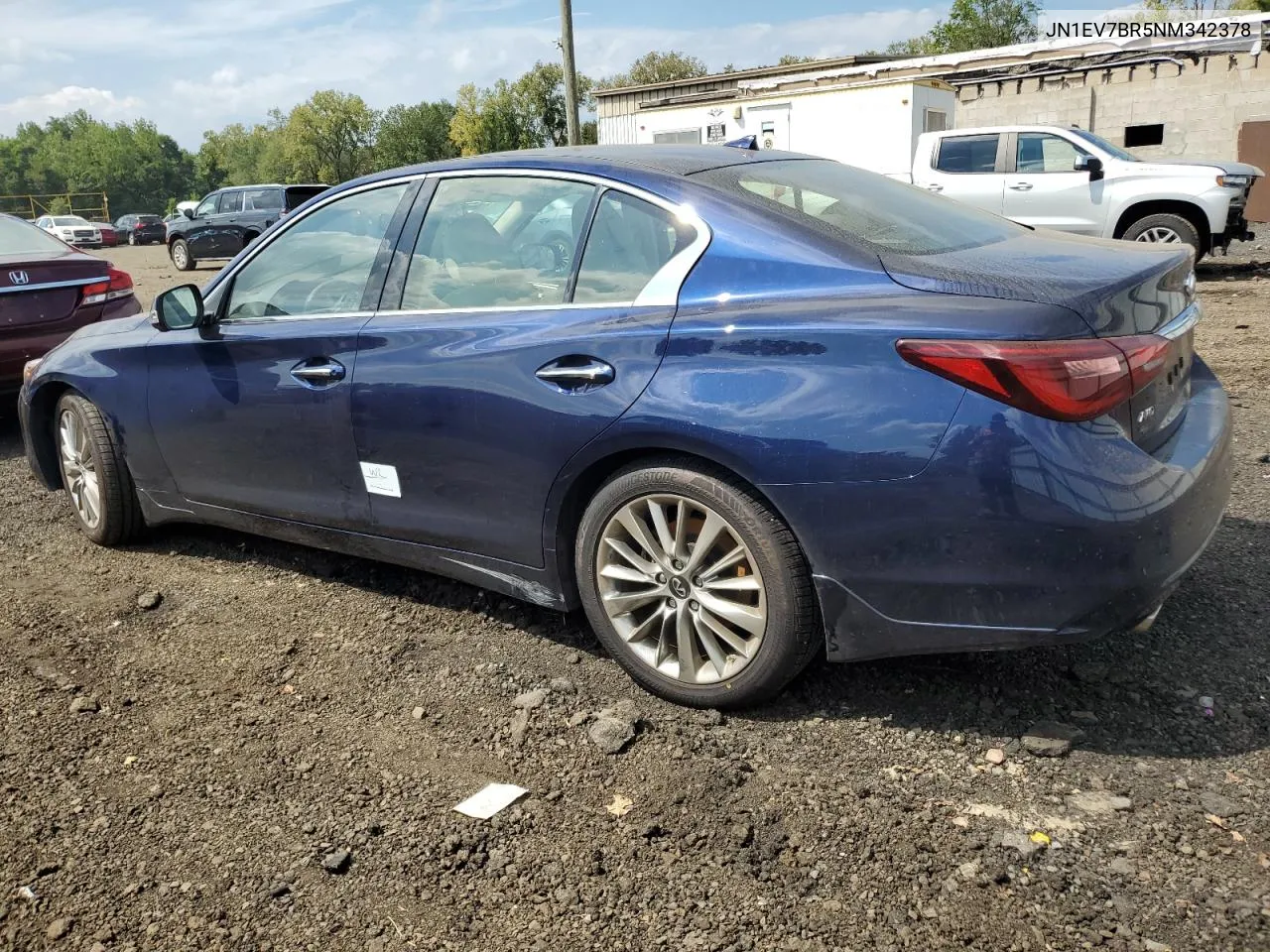 2022 Infiniti Q50 Luxe VIN: JN1EV7BR5NM342378 Lot: 69170584