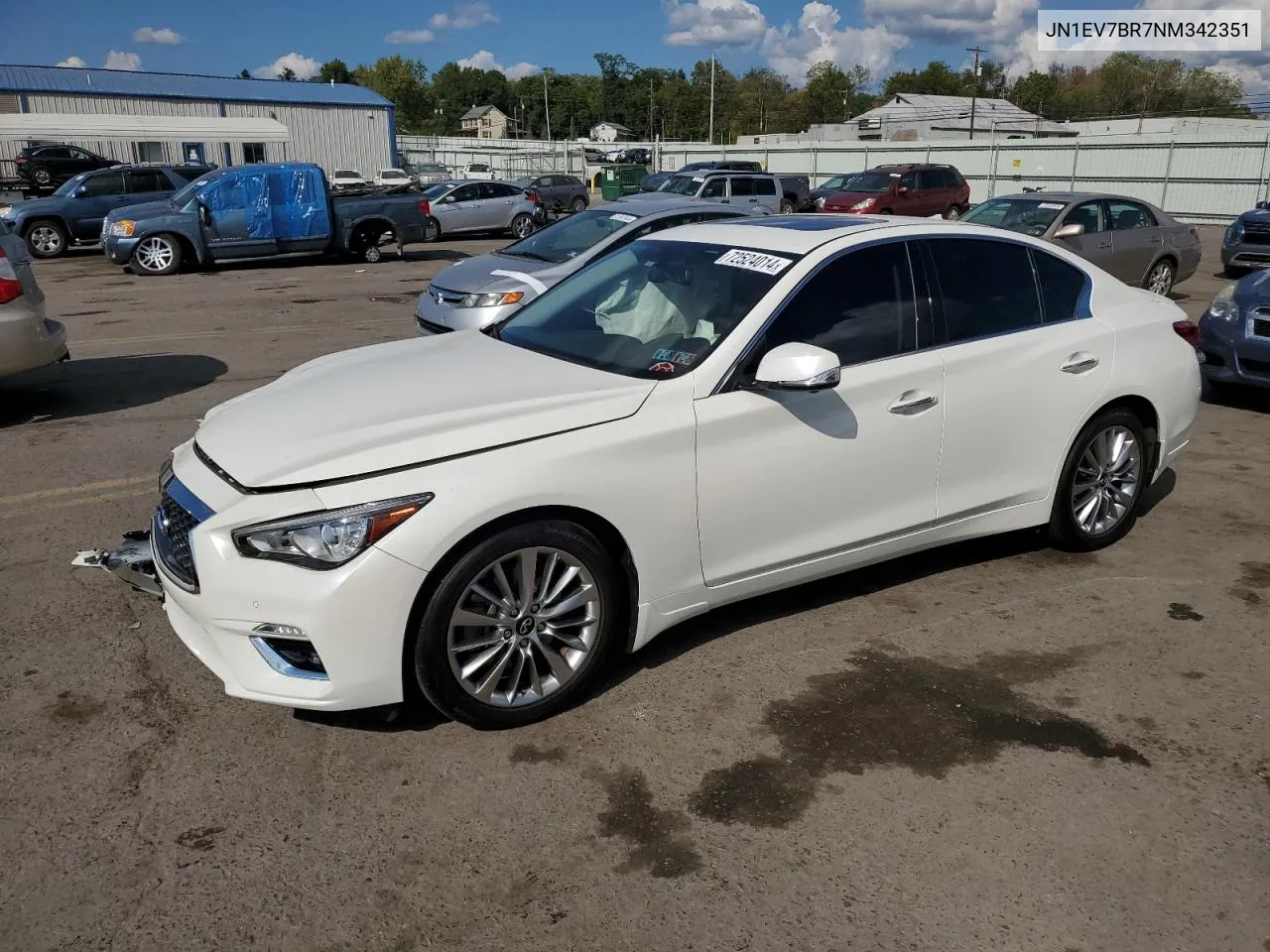 2022 Infiniti Q50 Luxe VIN: JN1EV7BR7NM342351 Lot: 72524014