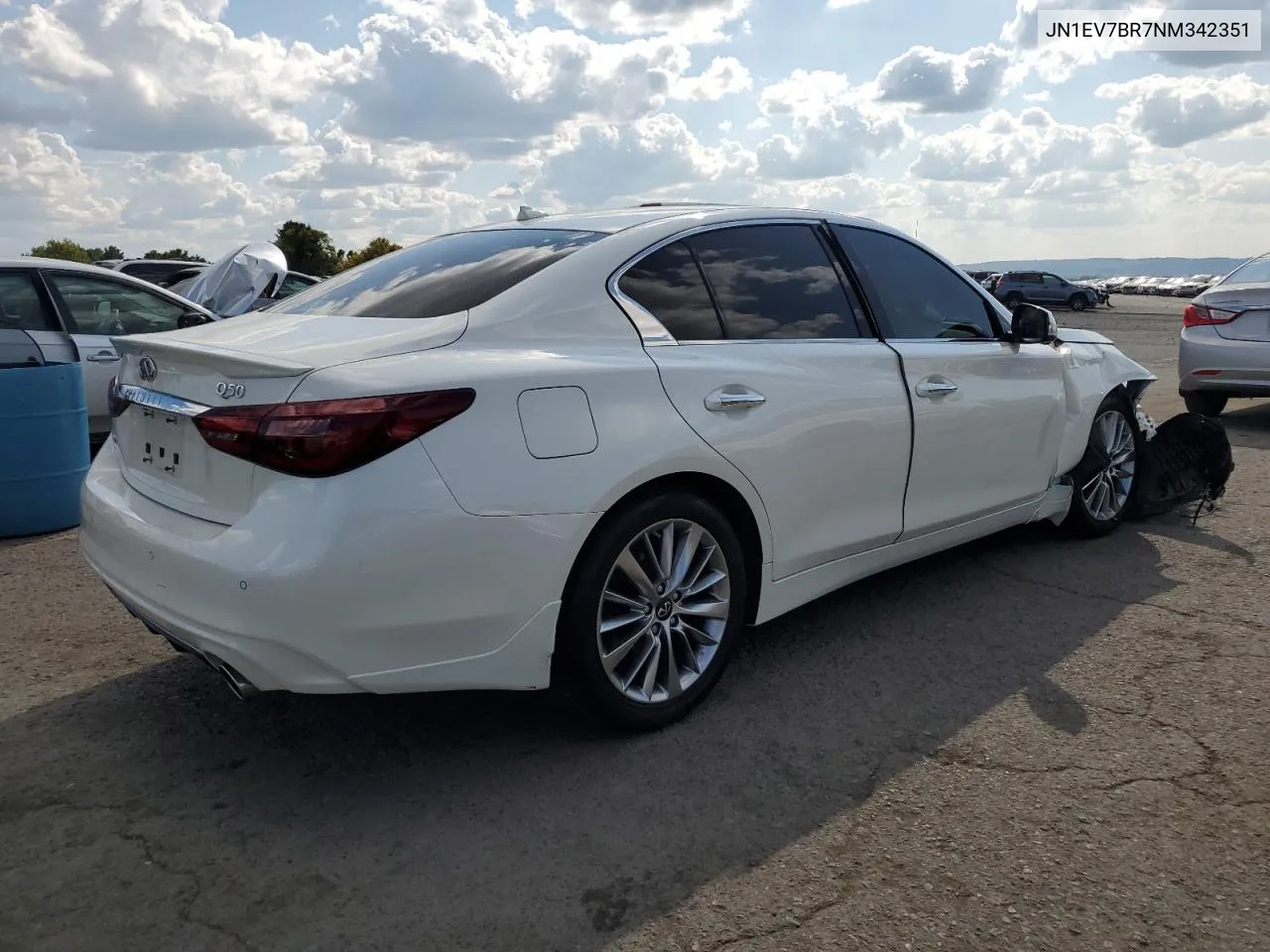 JN1EV7BR7NM342351 2022 Infiniti Q50 Luxe