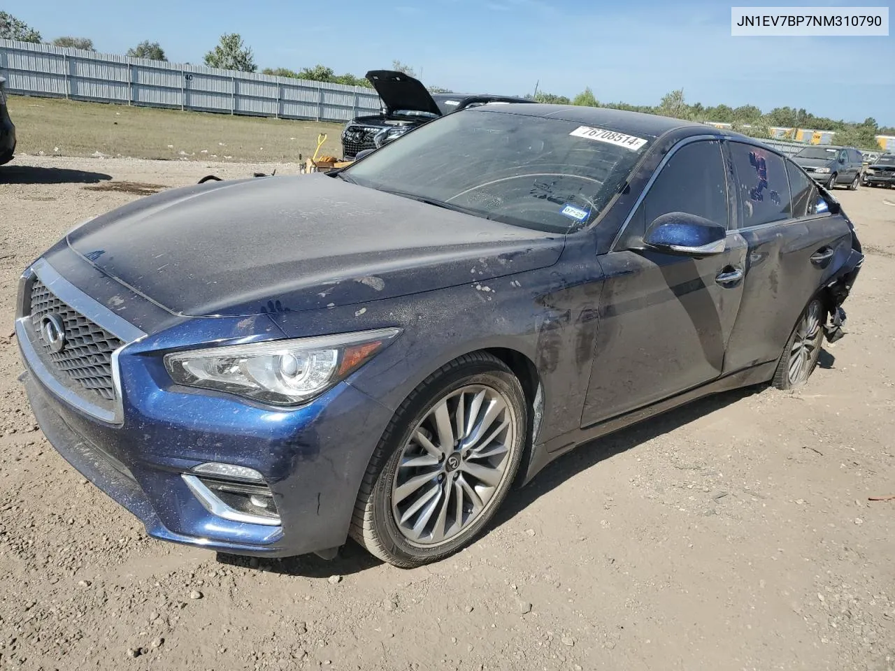 2022 Infiniti Q50 Luxe VIN: JN1EV7BP7NM310790 Lot: 76708514