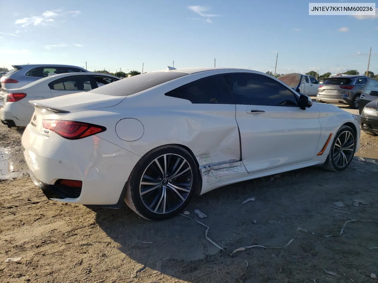 2022 Infiniti Q60 Luxe VIN: JN1EV7KK1NM600236 Lot: 75429544