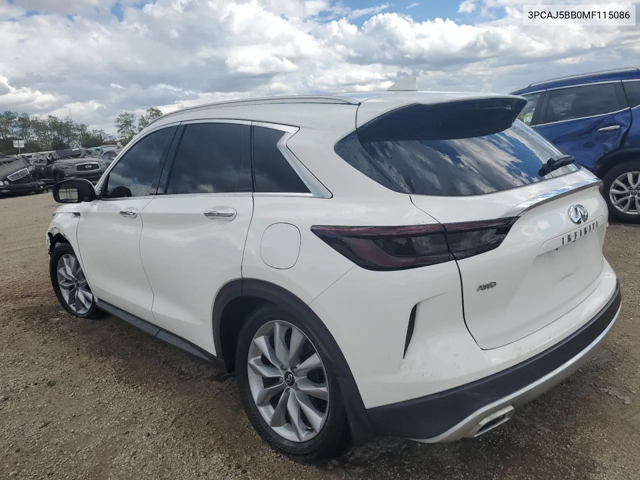 2021 Infiniti Qx50 Luxe VIN: 3PCAJ5BB0MF115086 Lot: 70290684