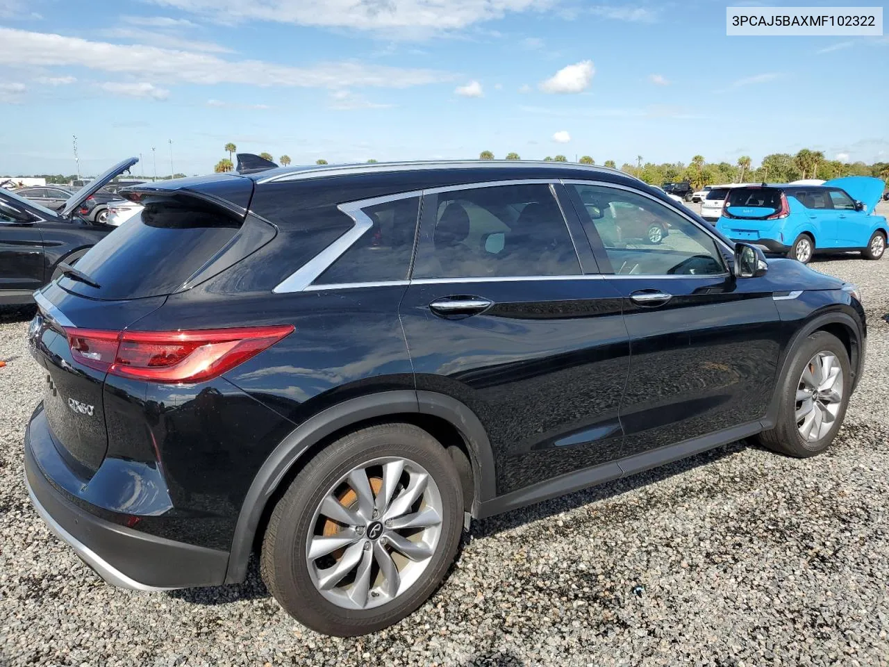 2021 Infiniti Qx50 Luxe VIN: 3PCAJ5BAXMF102322 Lot: 73729074