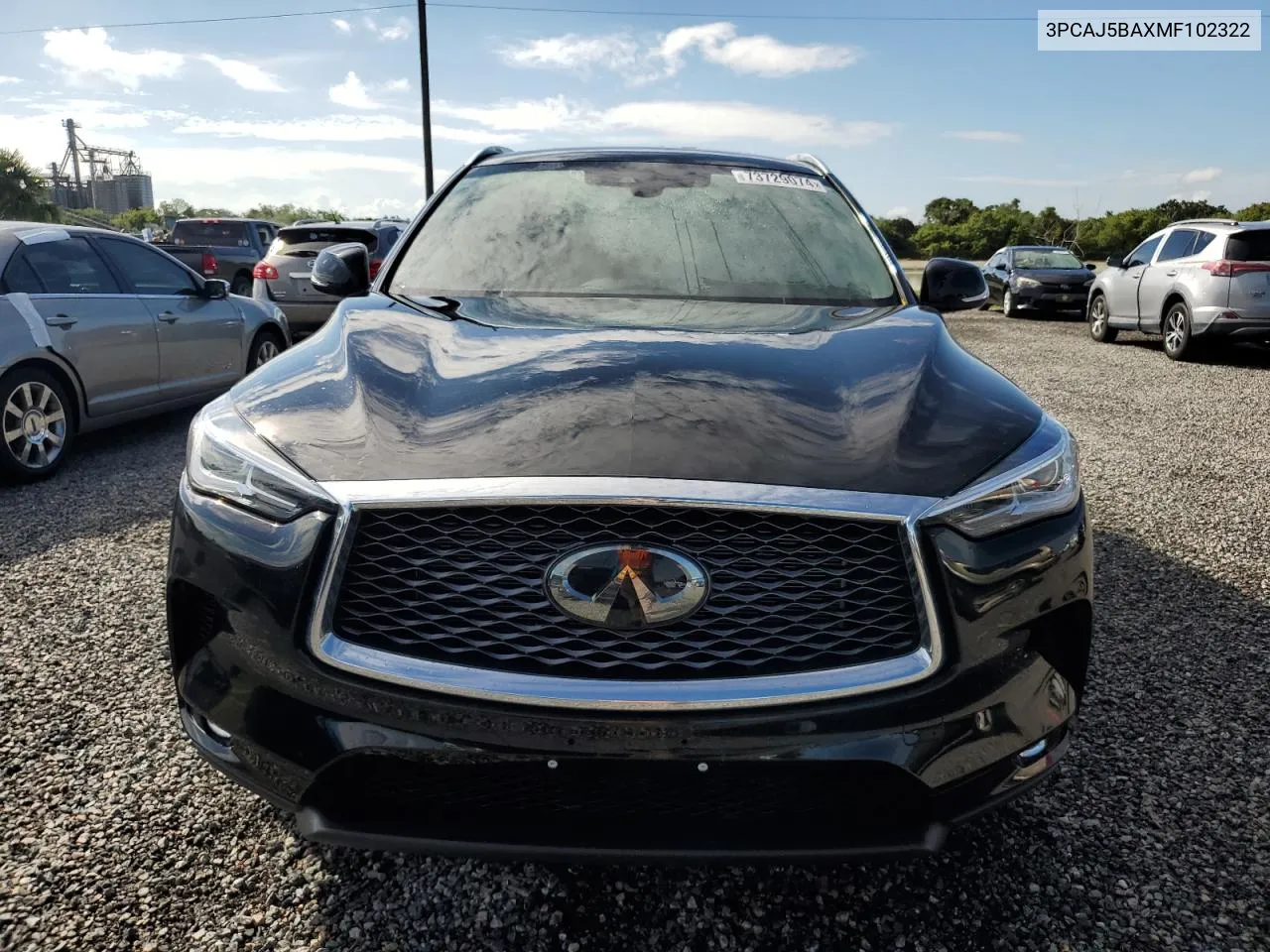 2021 Infiniti Qx50 Luxe VIN: 3PCAJ5BAXMF102322 Lot: 73729074