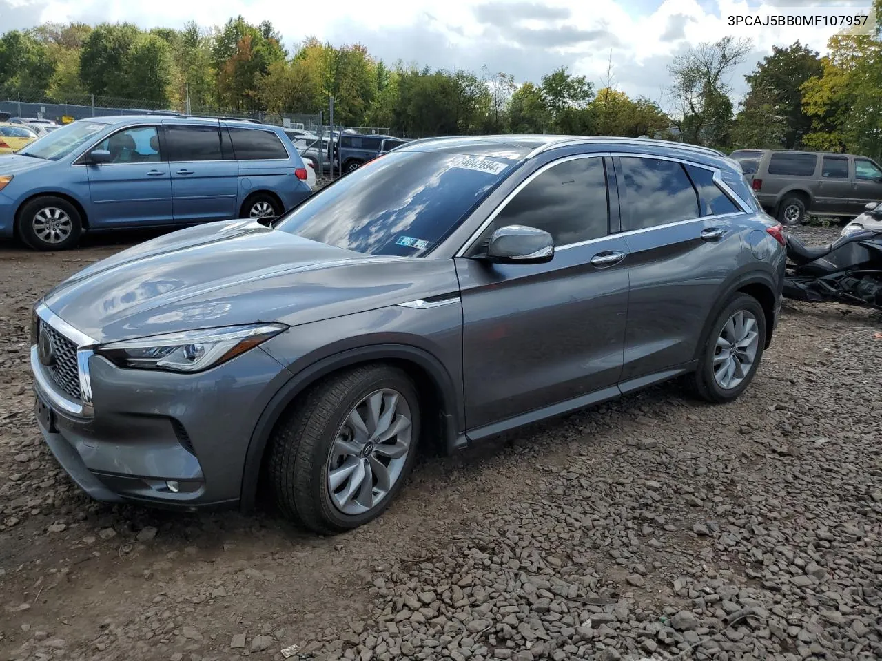 2021 Infiniti Qx50 Luxe VIN: 3PCAJ5BB0MF107957 Lot: 74042694